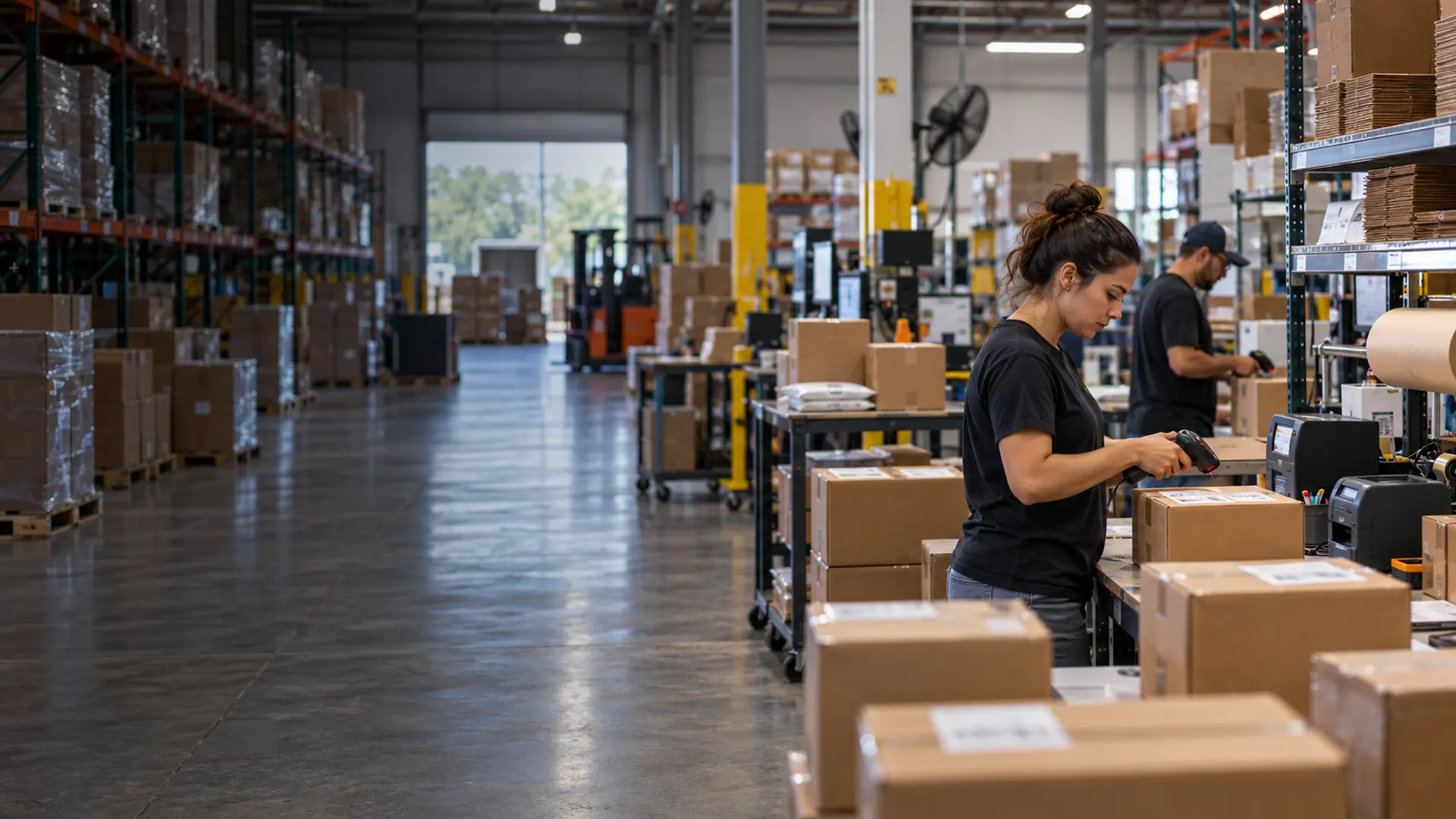 Amazon FBA prep and e-commerce fulfillment inventory staged in the Niles warehouse